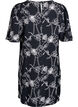 Kurzes A-Linienkleid mit Stickmuster, Schwarz, Packshot image number 1