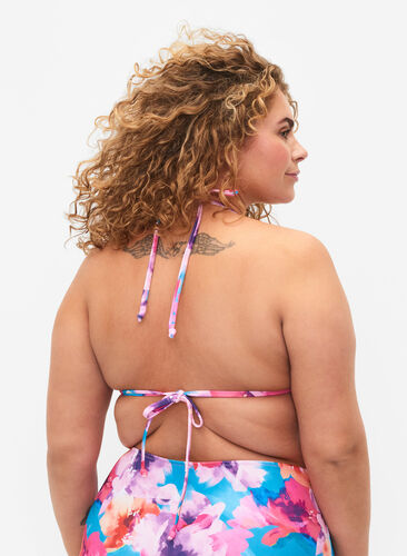 Triangel-Bikinioberteil mit Print, Pink Flower, Model image number 1