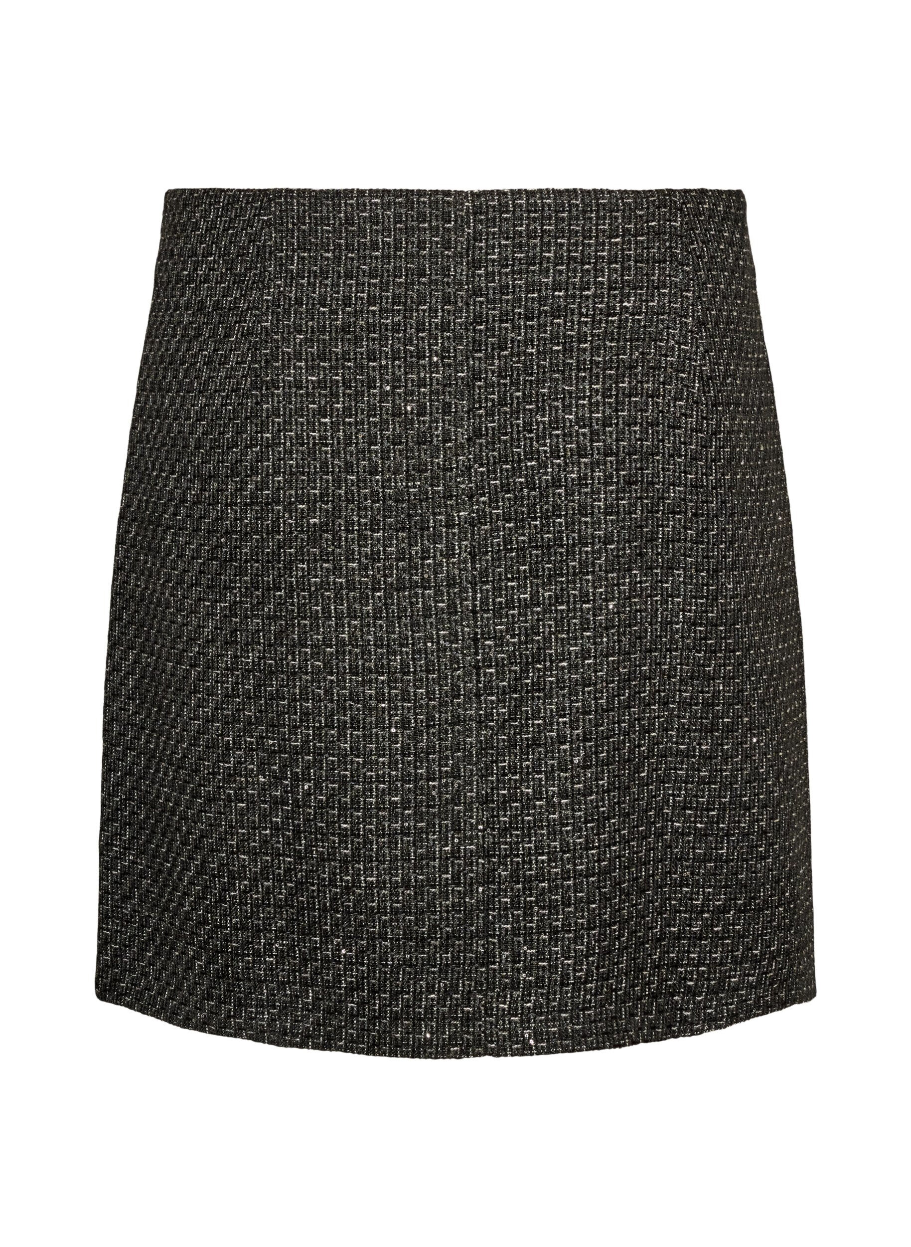 ZizziKurzer Rock aus Boucl&eacute; mit Pailletten, Schwarz, Packshot image number 1