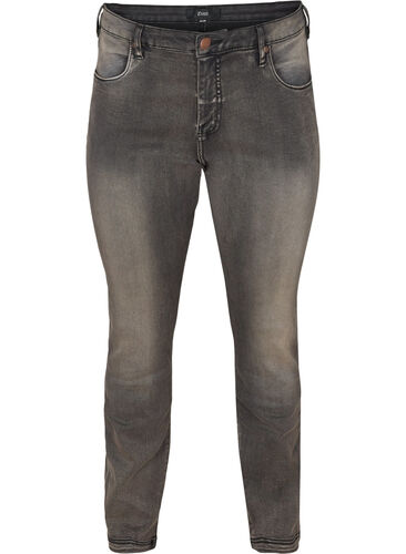 Slim Fit Emily Jeans mit normaler Taillenhöhe, Dark Grey Denim, Packshot image number 0
