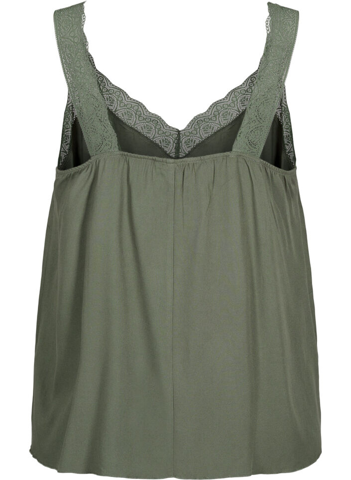 Spitzentop aus Viskose, Thyme, Packshot image number 1