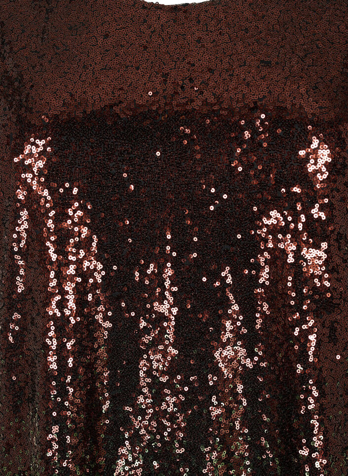 Pailettenkleid mit Ballonärmel, Scarab Ch. Coffee, Packshot image number 2