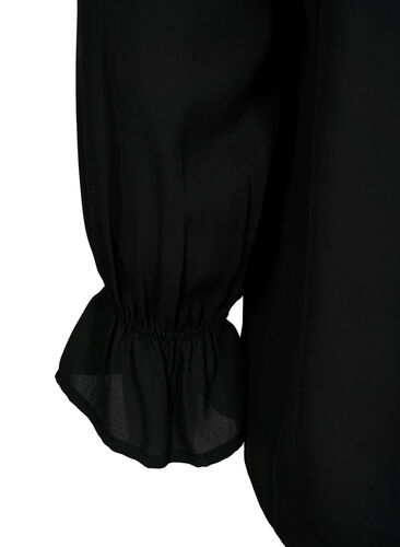 Langärmelige gesmokte Bluse, Black, Packshot image number 3