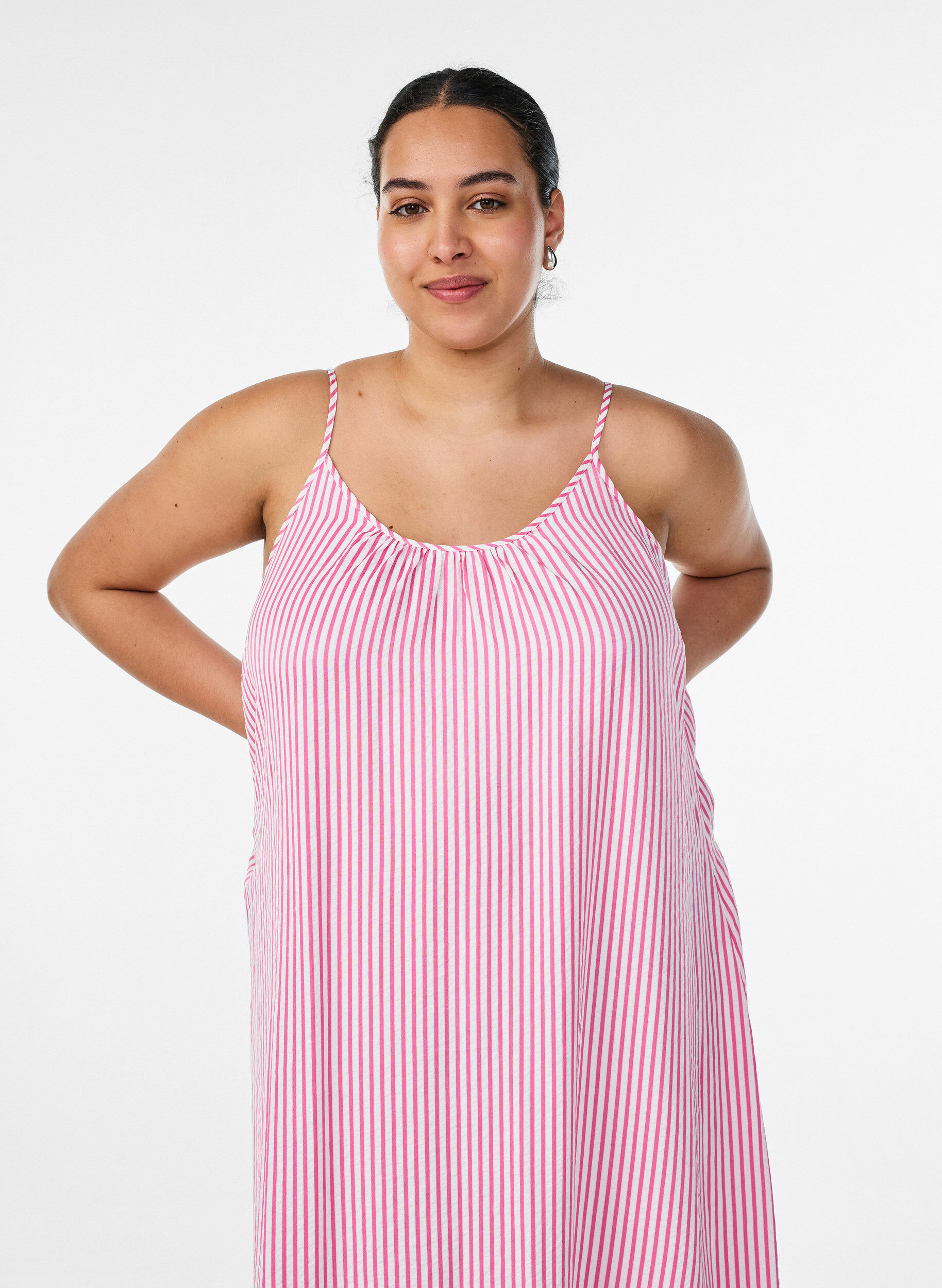 ZizziSommerkleid mit Streifen und A-Linie, Pink, Model image number 2