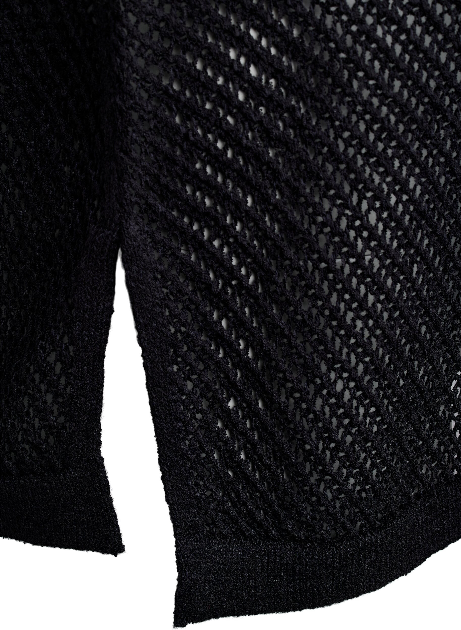 Zizzi FLASH - &Auml;rmelloser Stricktop mit V-Ausschnitt, Schwarz, Packshot image number 3