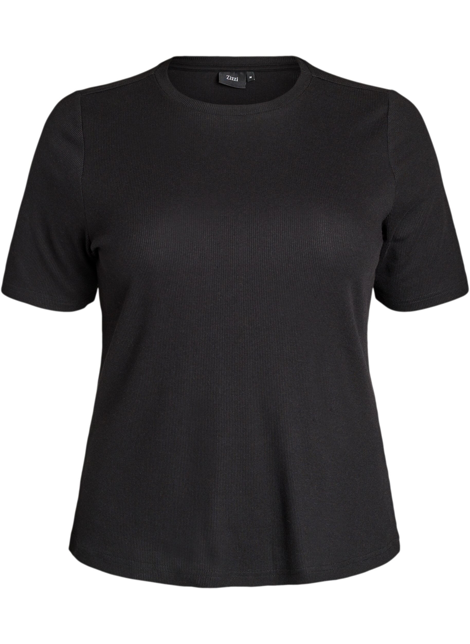 Geripptes Basic-T-Shirt mit Rundhalsausschnitt