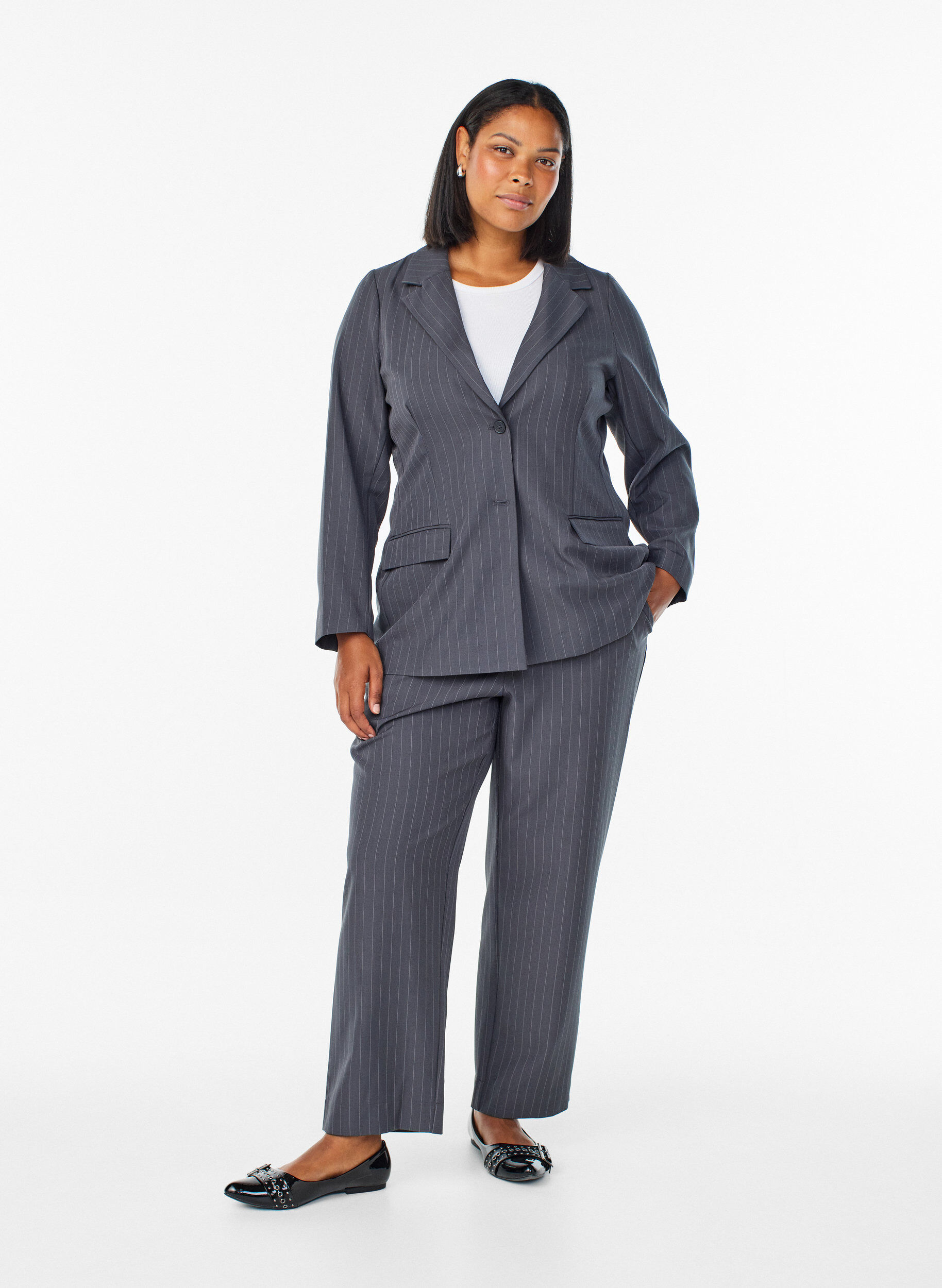 ZizziBlazer mit Taschen und Schlitzen, Grau, Model image number 1