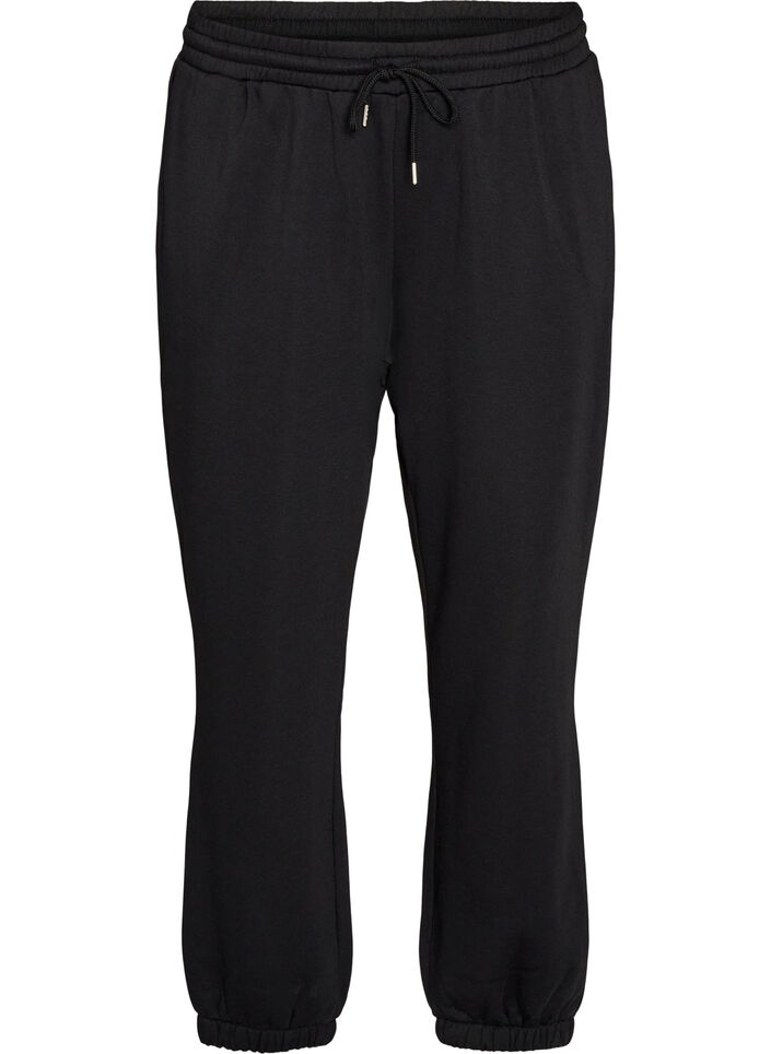 Hoch taillierte Sweatpants mit Kordelzug, Schwarz, Packshot image number 0