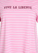Gestreiftes T-Shirt mit Text-Print, Pink, Packshot image number 2