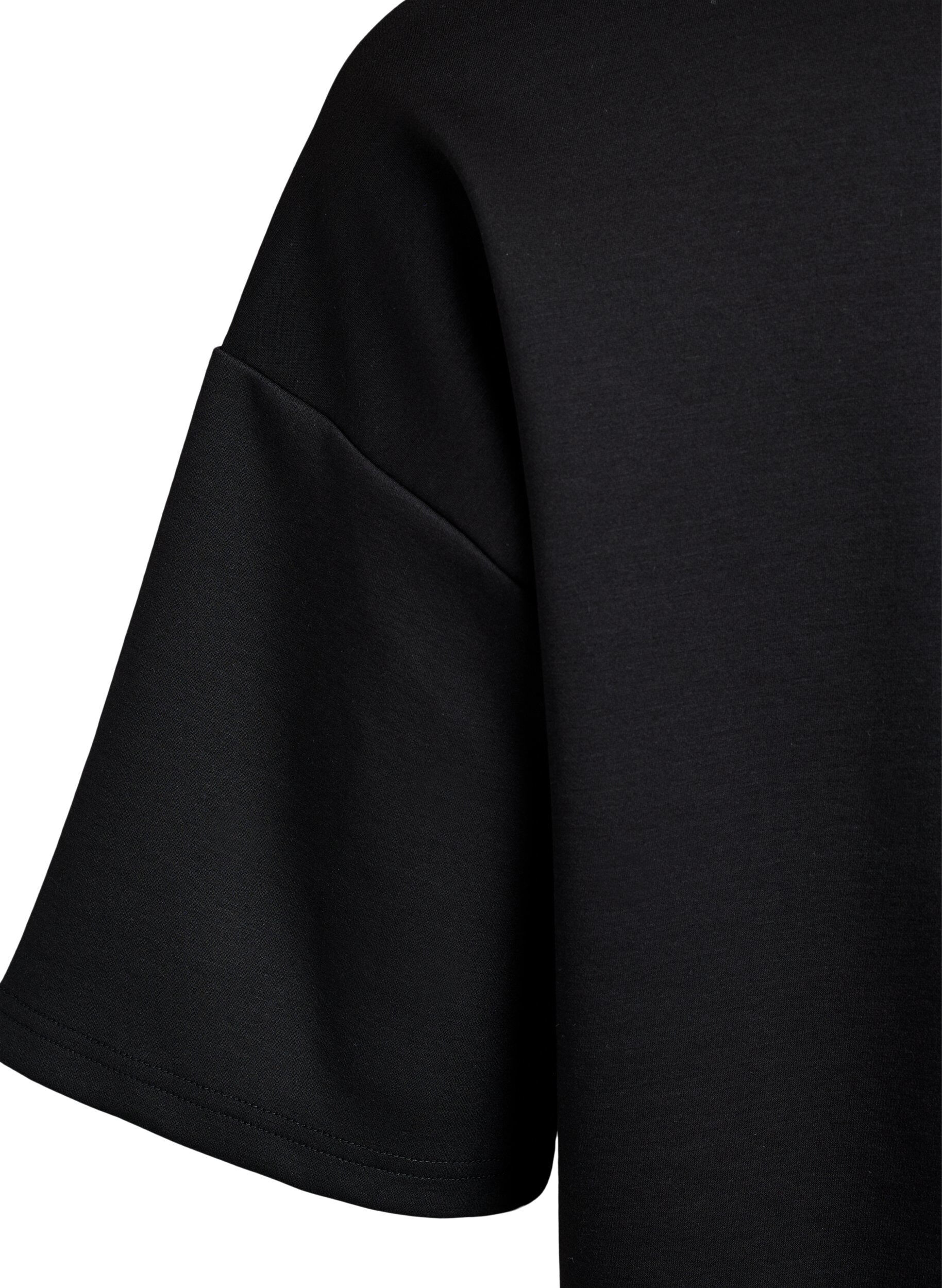 Zizzi Kurz&auml;rmeliges Sweatshirt mit hohem Kragen, Schwarz, Packshot image number 4