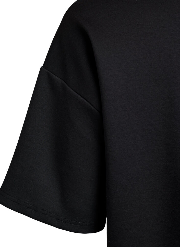 Kurzärmeliges Sweatshirt mit hohem Kragen, Schwarz, Packshot image number 4