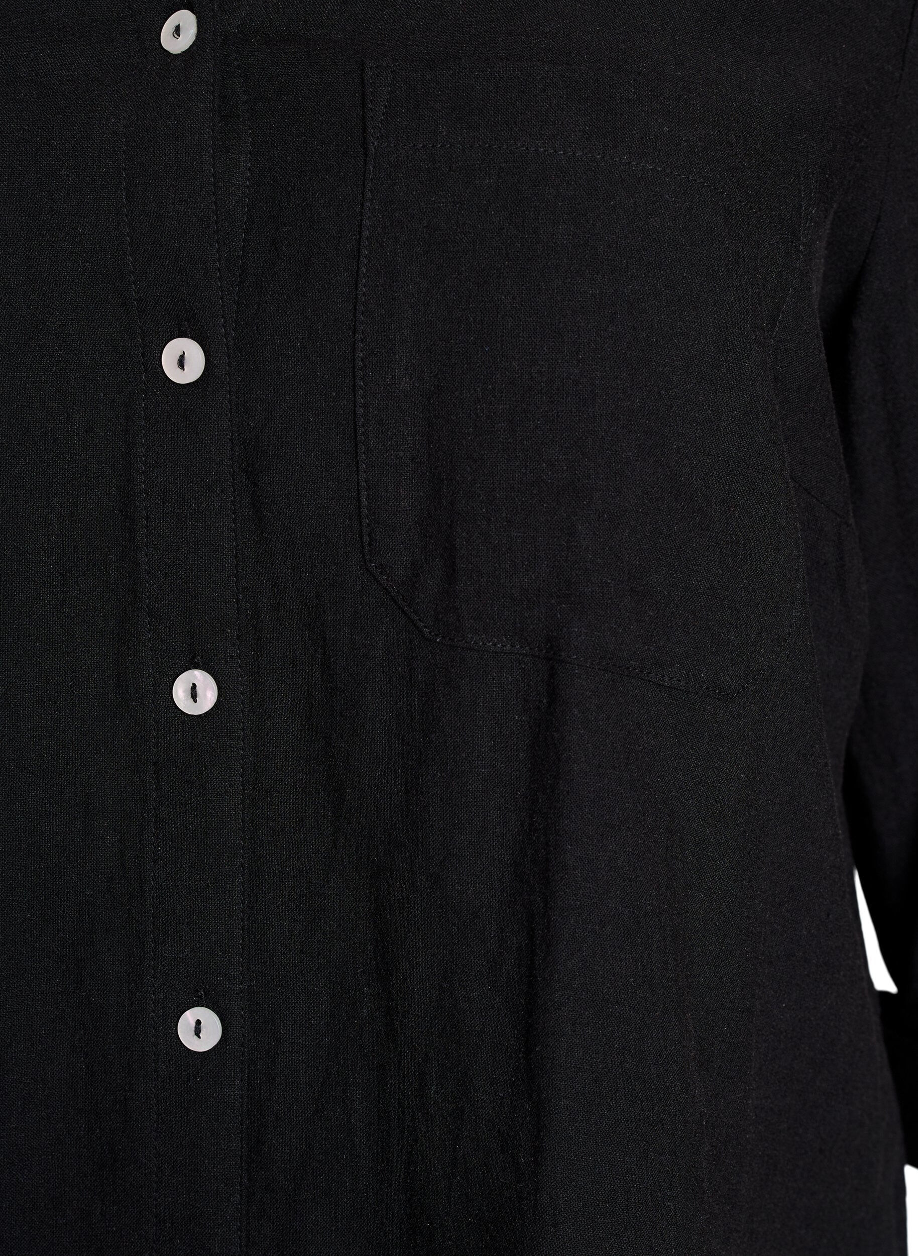 ZizziBluse aus Leinen und Viskose mit 3/4-&Auml;rmeln, Schwarz, Packshot image number 2