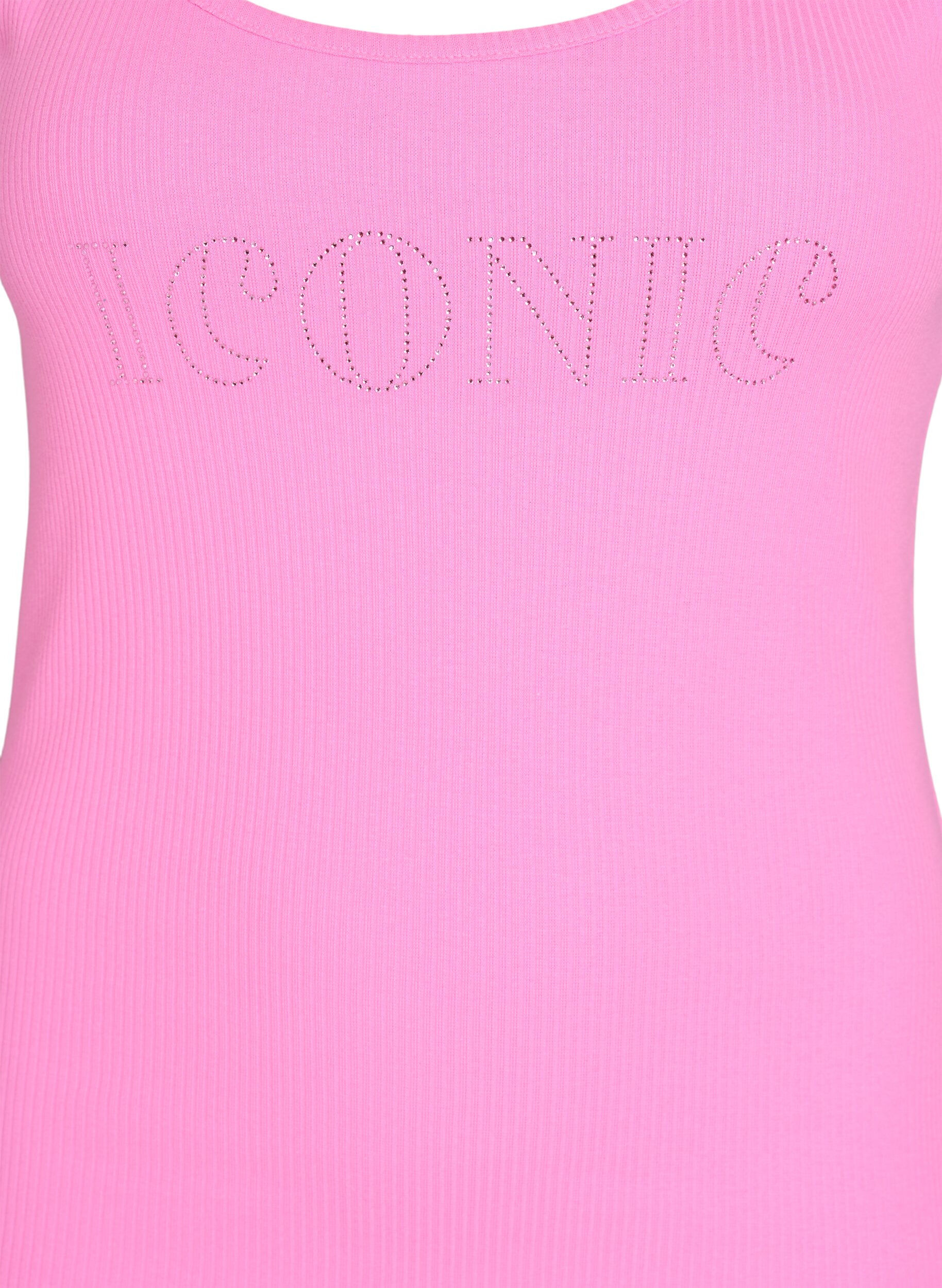 Zizzi Schmal geschnittenes Tank-Top mit Strasssteinen, Pink, Packshot image number 2