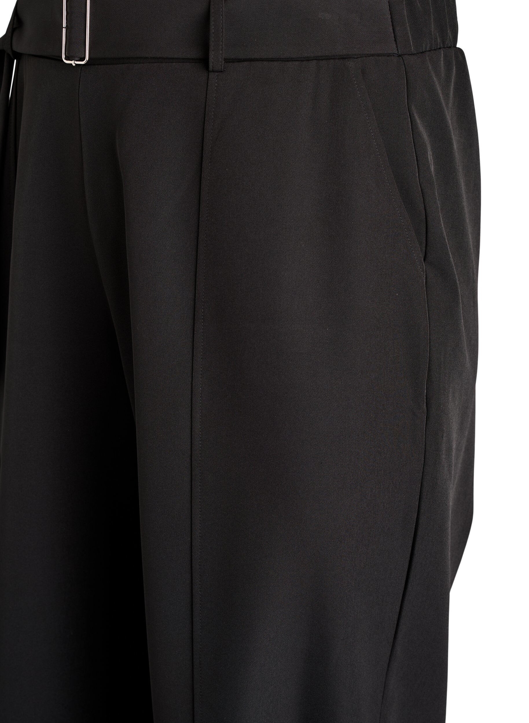 Zizzi Hoch taillierte Hose mit G&uuml;rtel, Schwarz, Packshot image number 2