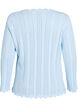 Strickjacke mit Lochstickerei und gewellten Kanten, Blau, Packshot image number 1