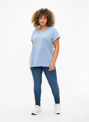 Melange T-Shirt mit kurzen Ärmeln, Moonlight Blue Mel. , Model image number 2