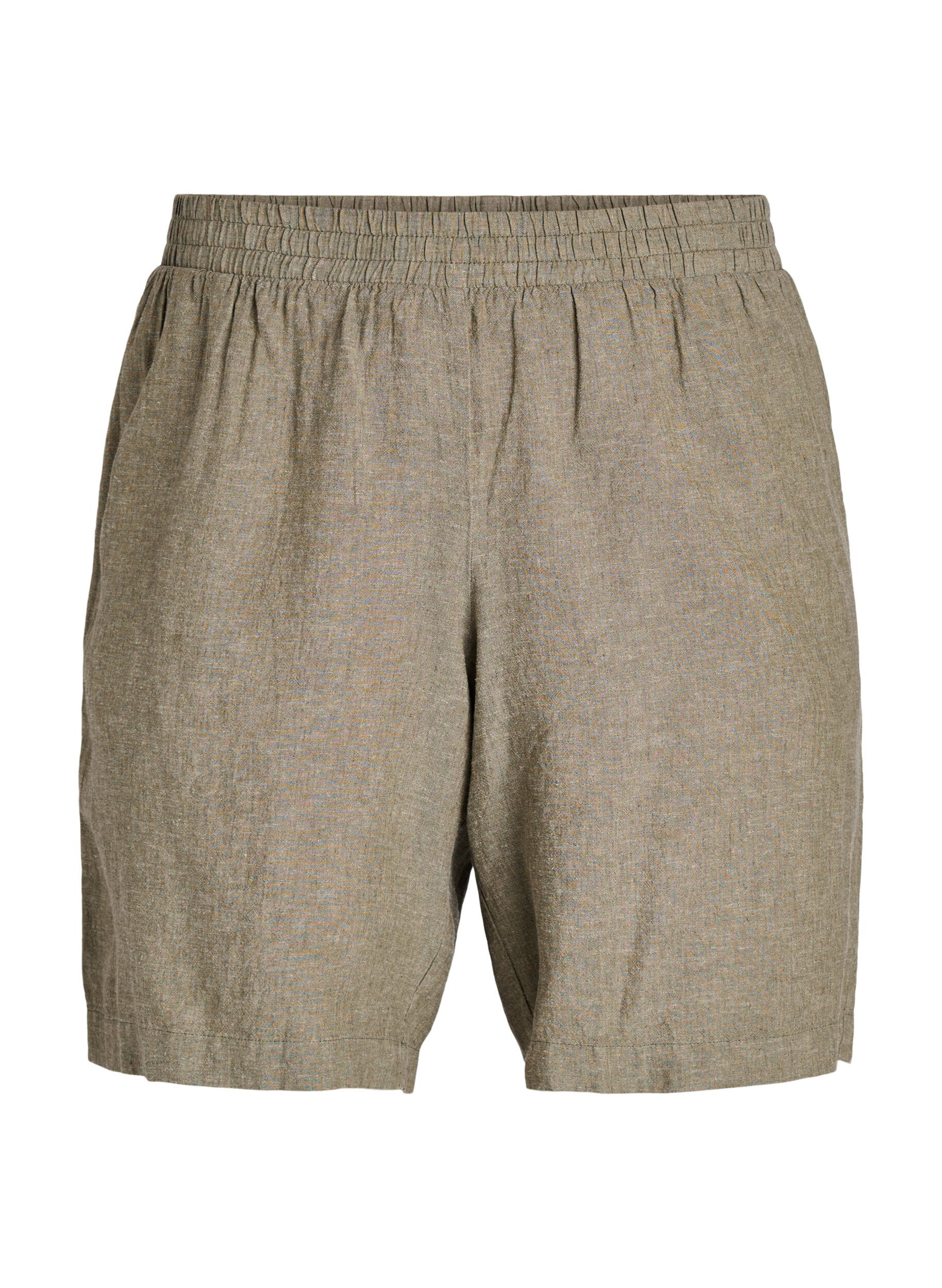 Hoch taillierte Shorts aus Leinen und Viskose
