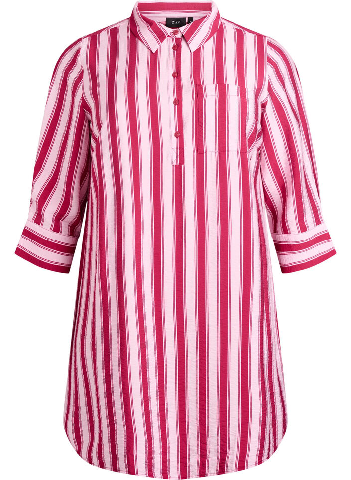 Kleid mit Kragen und Brusttasche, Pink, Packshot image number 0