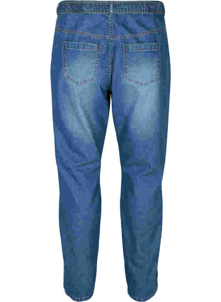 Hochtaillierte Jeans mit Gürtel, Blue denim, Packshot image number 1