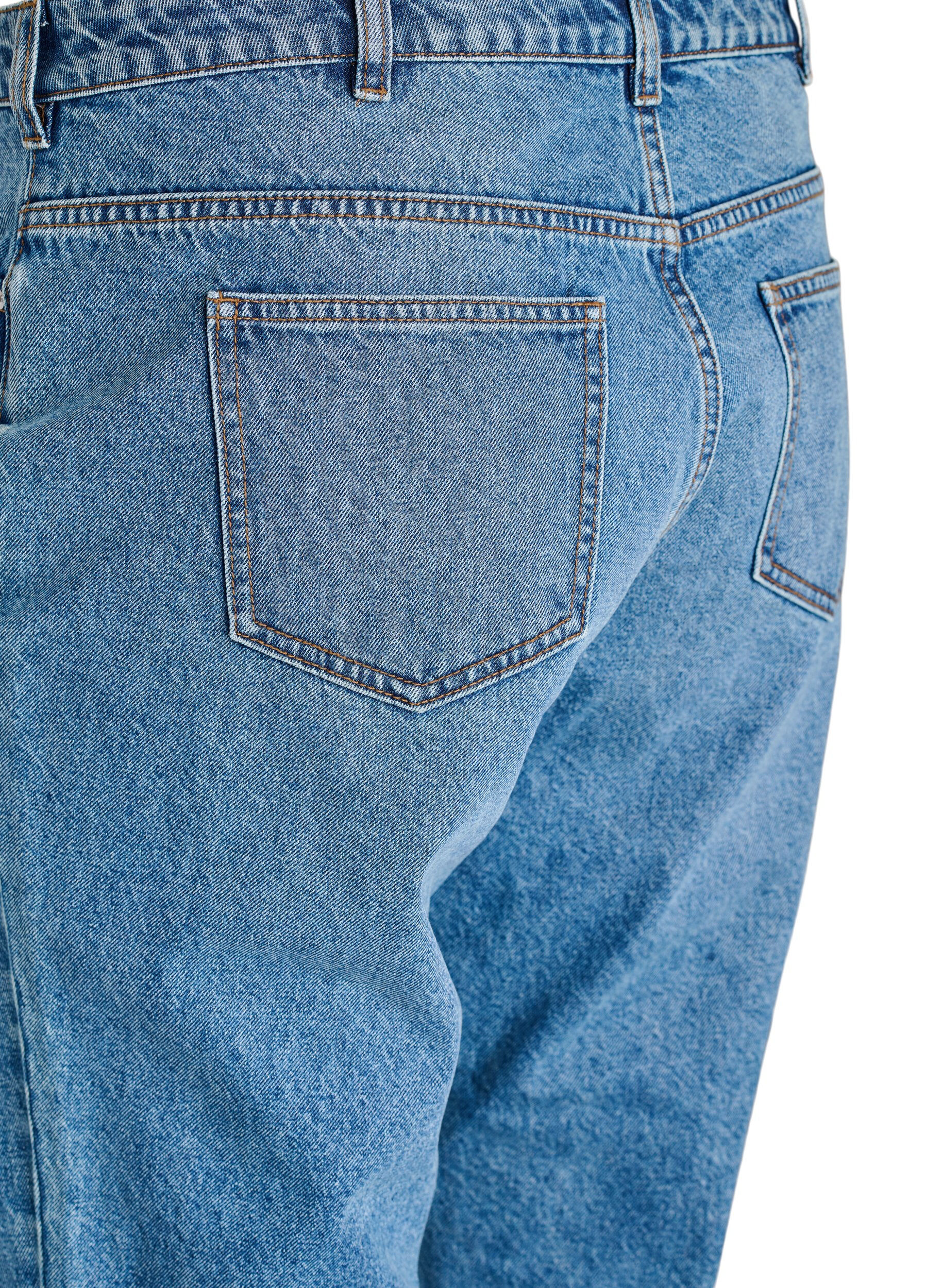 Zizzi Mille Mom-Fit-Jeans mit hoher Taille, Blau, Packshot image number 3