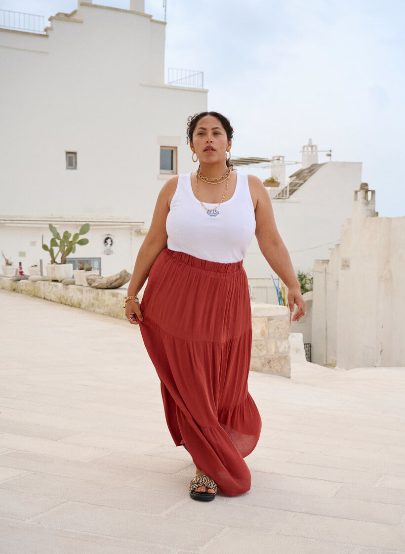 Langer Rock mit Gummizug am Bund, Rot, Image image number 0