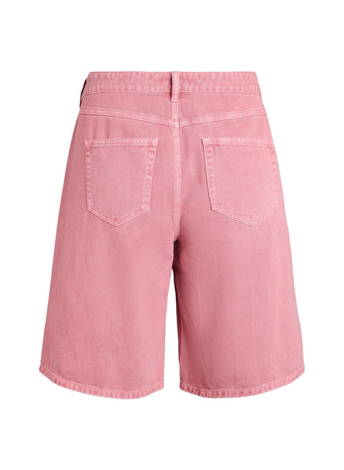 Hoch taillierte Bermudashorts aus farbigem Denim, Rot, Packshot image number 1