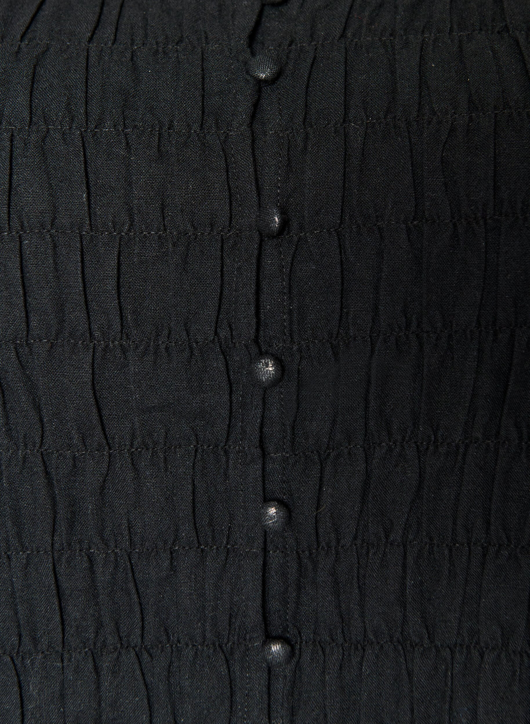 Zizzi&Auml;rmelloses Top aus Baumwolle und Leinen mit Smock, Schwarz, Packshot image number 2