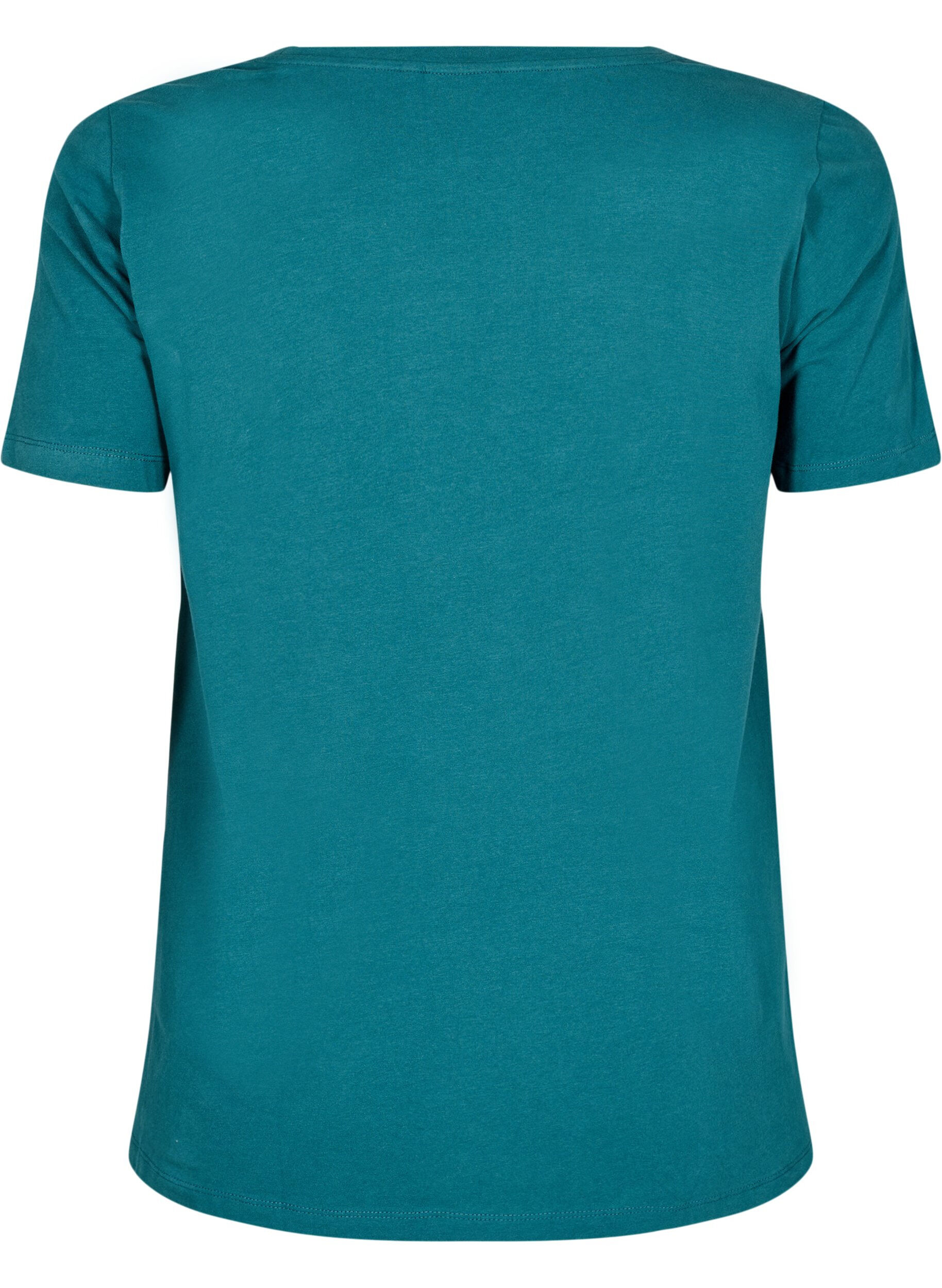 Zizzi Einfarbiges Basic-T-Shirt aus Baumwolle, Gr&uuml;n, Packshot image number 1