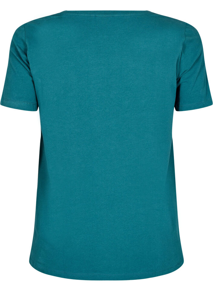 Einfarbiges basic T-Shirt aus Baumwolle, Grün, Packshot image number 1