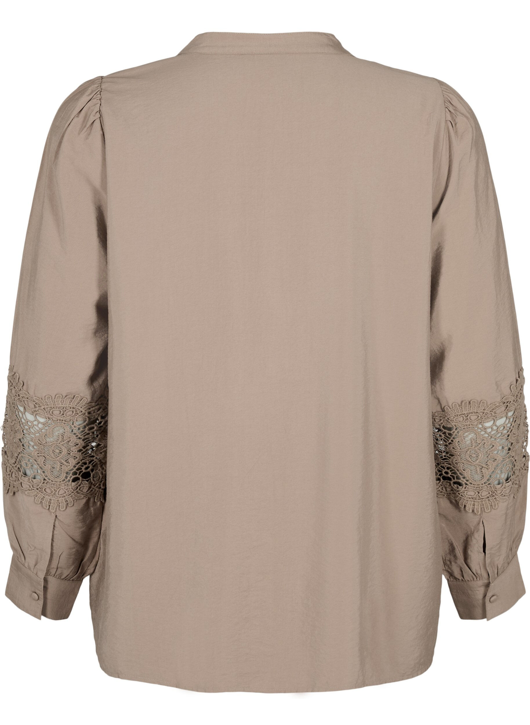 Zizzi  Bluse aus Viskose mit H&auml;keleien, Caribou, Packshot image number 1
