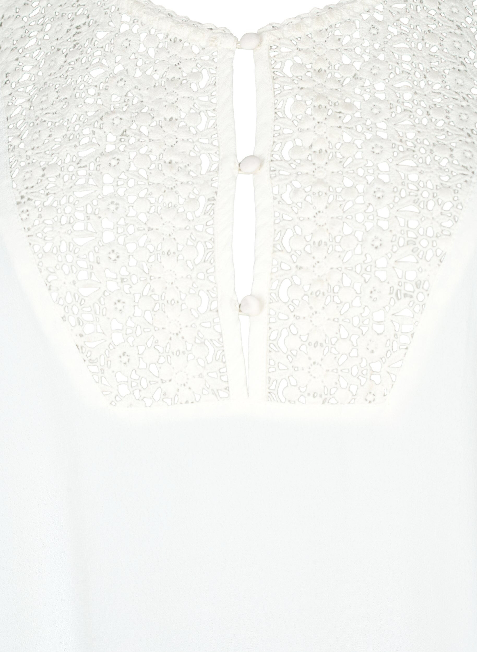 Zizzi Viskose Bluse mit 1/2 &Auml;rmeln und Stickerei-Detail, Snow White, Packshot image number 2