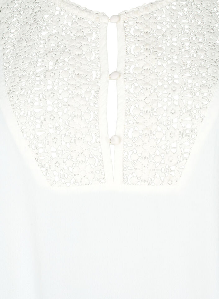 Viskose Bluse mit 1/2 Ärmeln und Stickerei-Detail, Snow White, Packshot image number 2