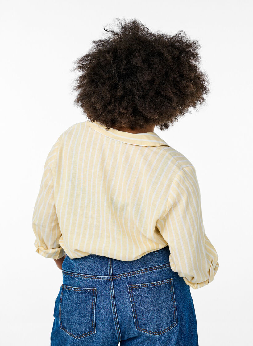 Bluse aus Leinen und Viskose mit 3/4-&Auml;rmeln, Beige, Model image number 2