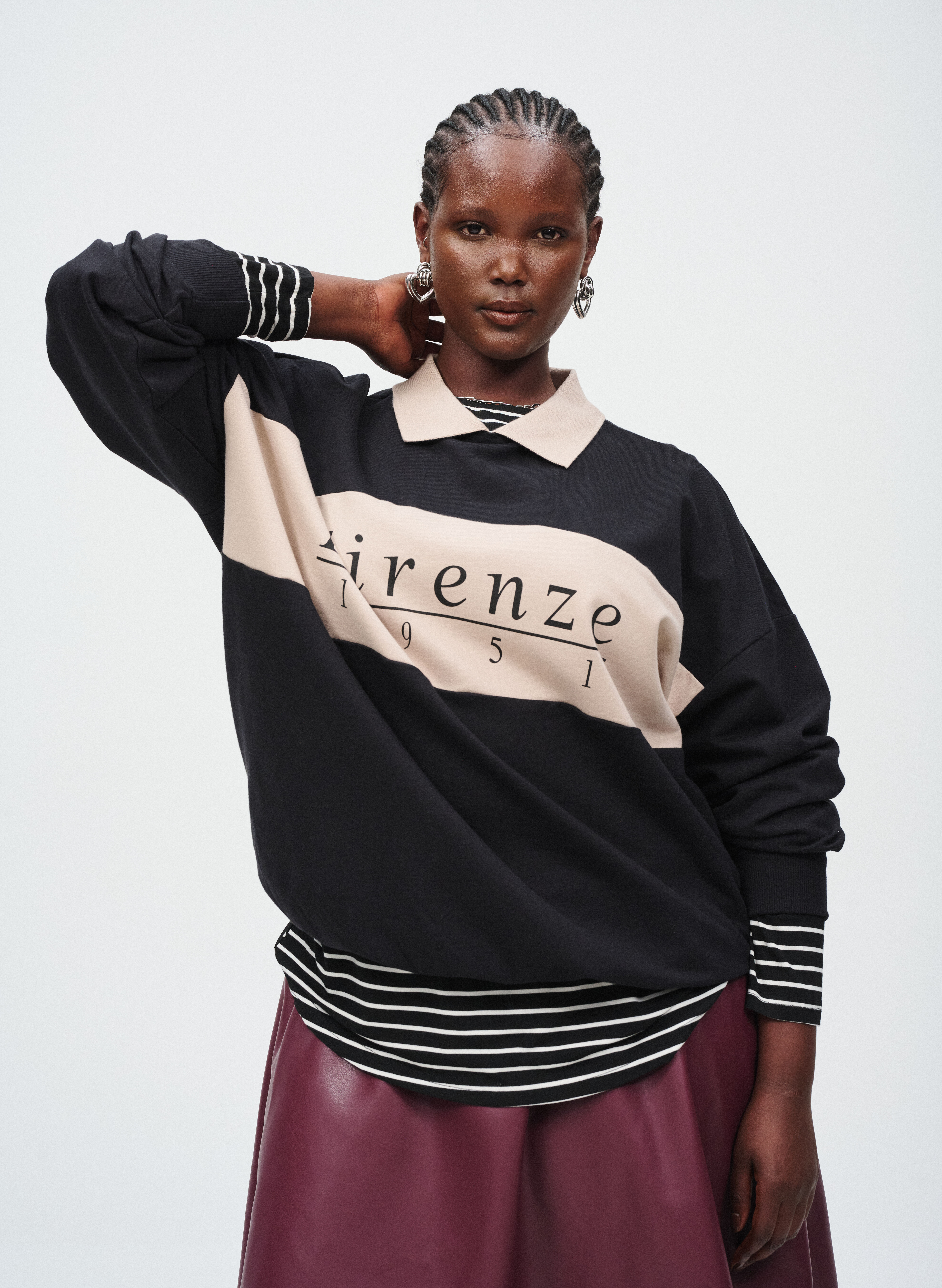Zizzi Sweatshirt mit Polodetails, , Model