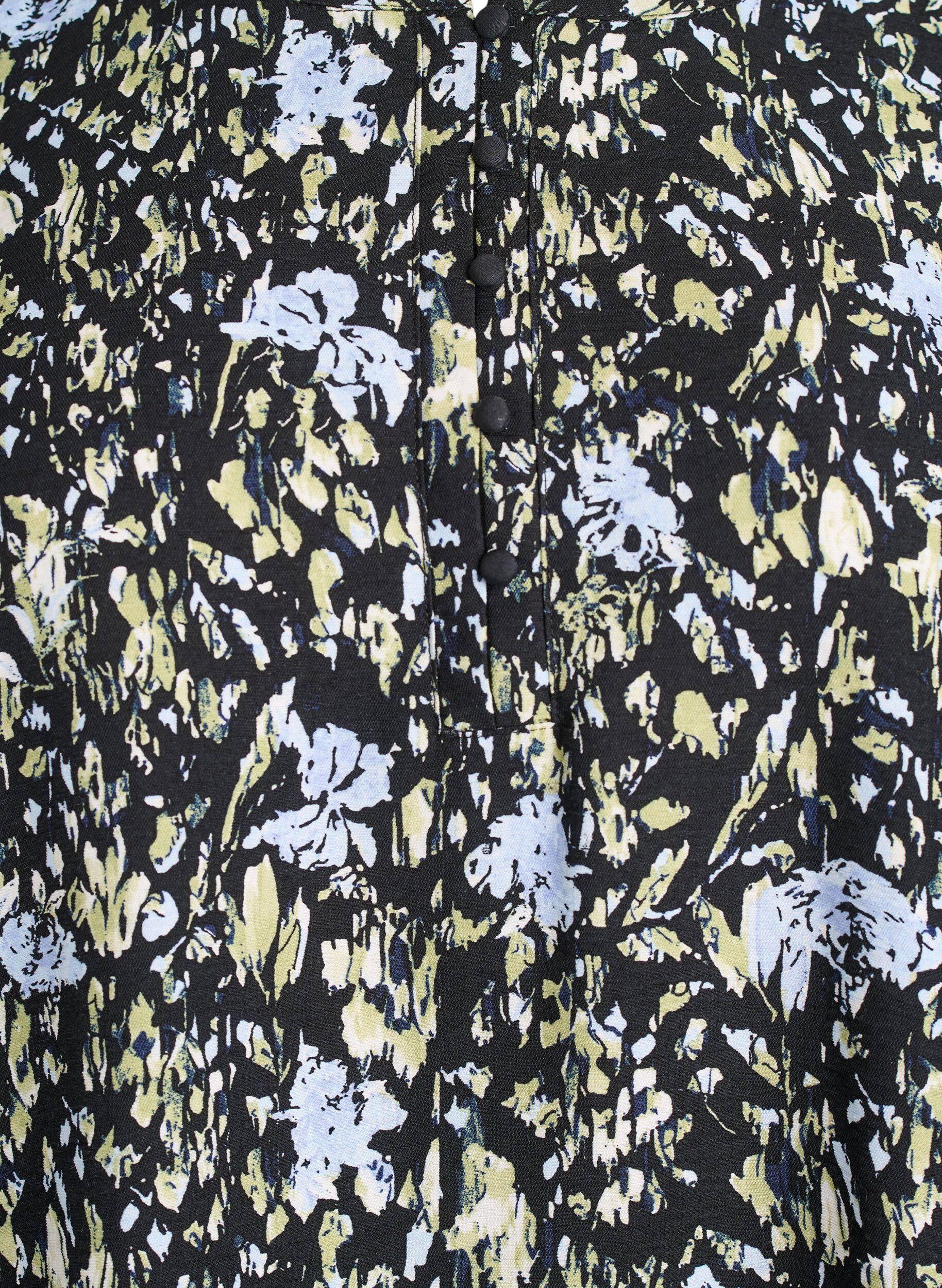 Zizzi Langarmbluse mit Muster und Kn&ouml;pfen, Schwarz, Packshot image number 2