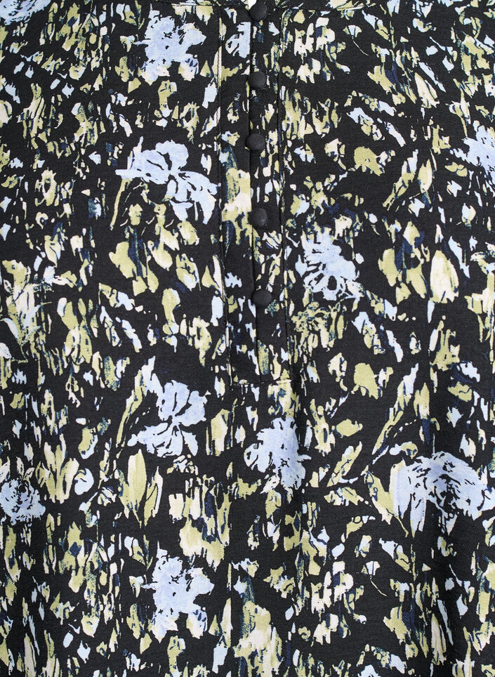 Langarmbluse mit Muster und Kn&ouml;pfen, Schwarz, Packshot image number 2