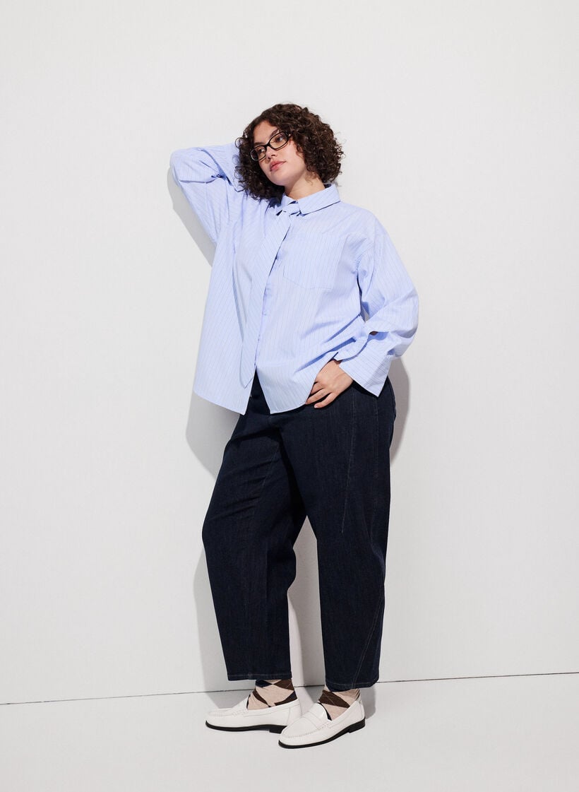 Lockere Bluse mit Bindeband, Blau, Image image number 0