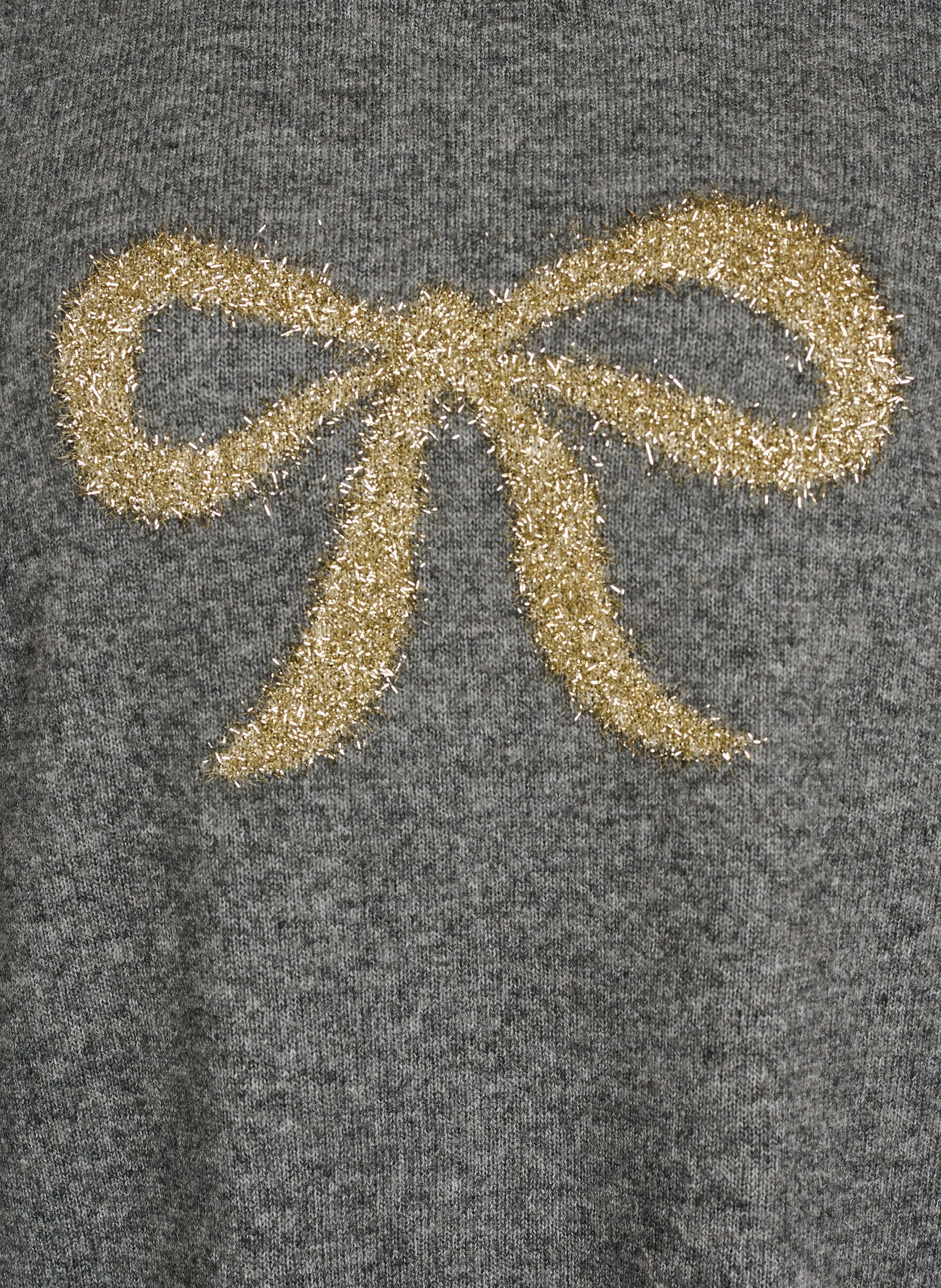 ZizziPullover mit Glitzerschleife, Grau, Packshot image number 2