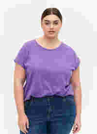 Kurzärmeliges T-Shirt aus Baumwollmischung, Deep Lavender, Model