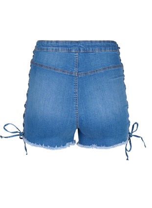 Denim-Shorts mit Schnürdetails, Blue Denim, Packshot image number 1