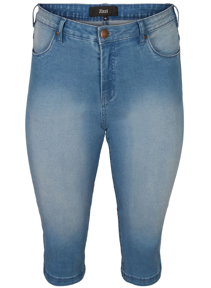 Hoch taillierte Amy Capri Jeans mit Super Slim Fit, Blau, Packshot image number 0