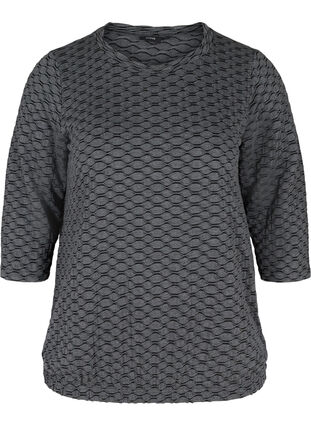 Bluse in strukturiertem Muster mit 3/4-Ärmeln, Black, Packshot image number 0