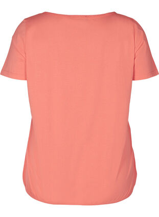 Kurzarm T-Shirt mit Rundhals und Spitze, Living Coral, Packshot image number 1