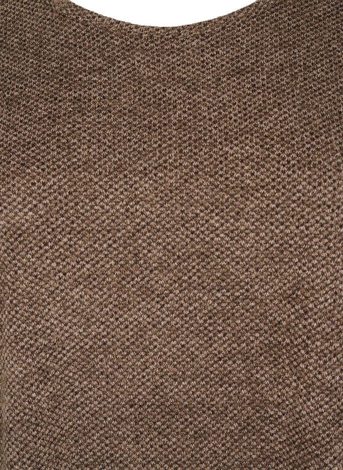 Melange Bluse mit rund um den Neck und langen Ärmel, Caribou, Packshot image number 2