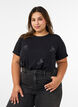 T-Shirt aus Viskose mit Strasssteinen, Schwarz, Model image number 0