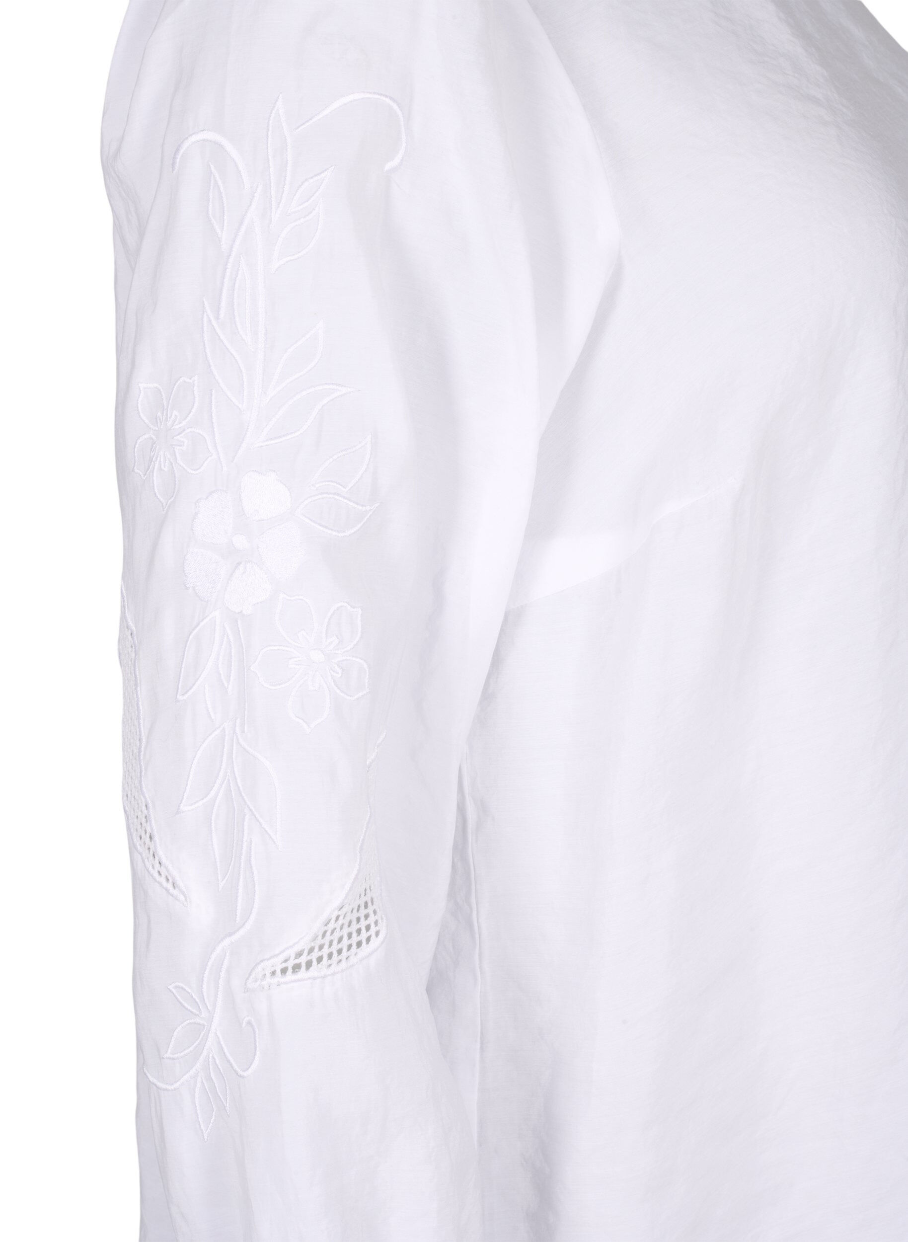 Zizzi Bluse aus TENCEL&trade;-Modal mit gestickten Details, Bright White, Packshot image number 3