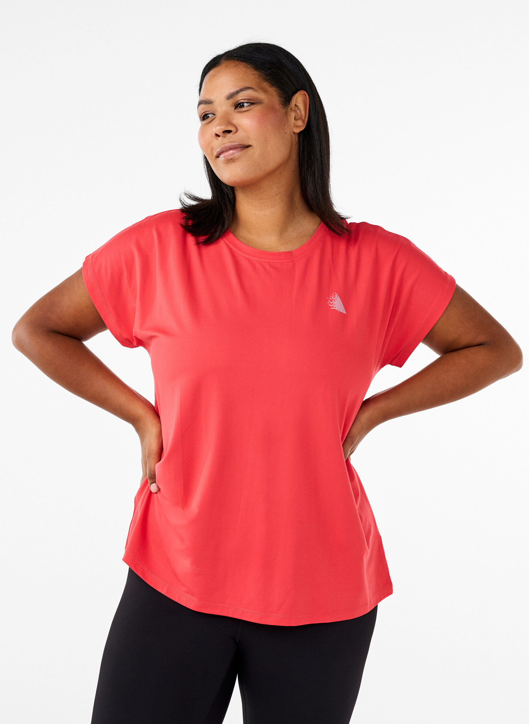 Zizzi Einfarbiges Trainings-T-Shirt., Rot, Model image number 0