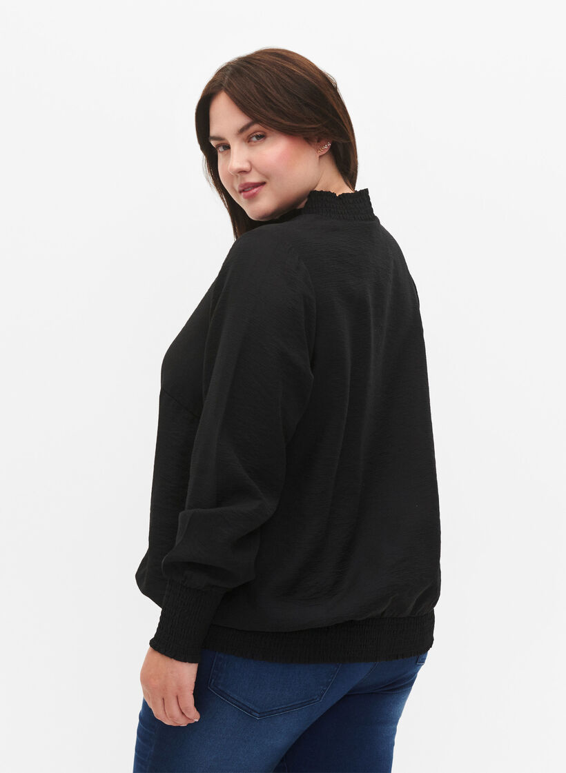 Viskose Bluse mit Schürze, Black, Model image number 1