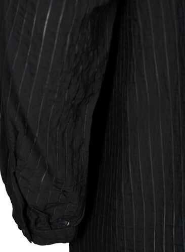 Langer Viskose-Hemd mit gestreiftem Muster, Black, Packshot image number 3