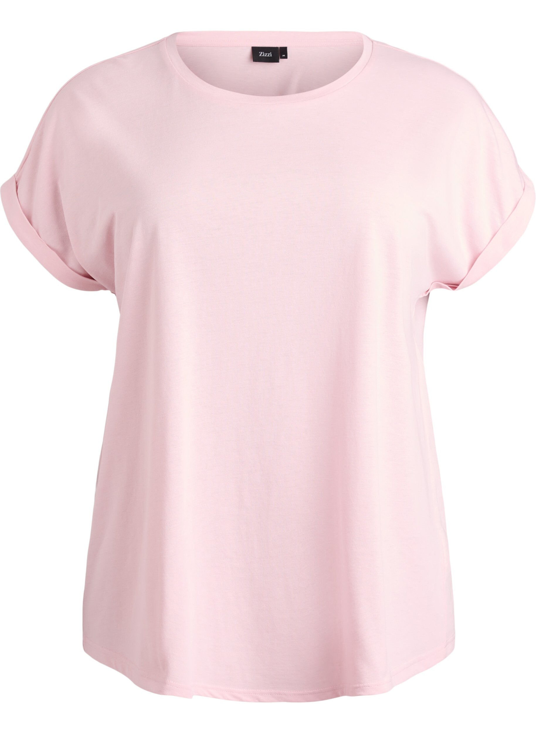 Zizzi Kurz&auml;rmeliges T-Shirt aus einer Baumwollmischung, Pink, Packshot image number 0